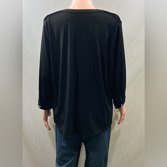 Anne Klein Black Blouse with Gold Logo Buttons Size: XL Great Condition! - Picture 5 of 8
